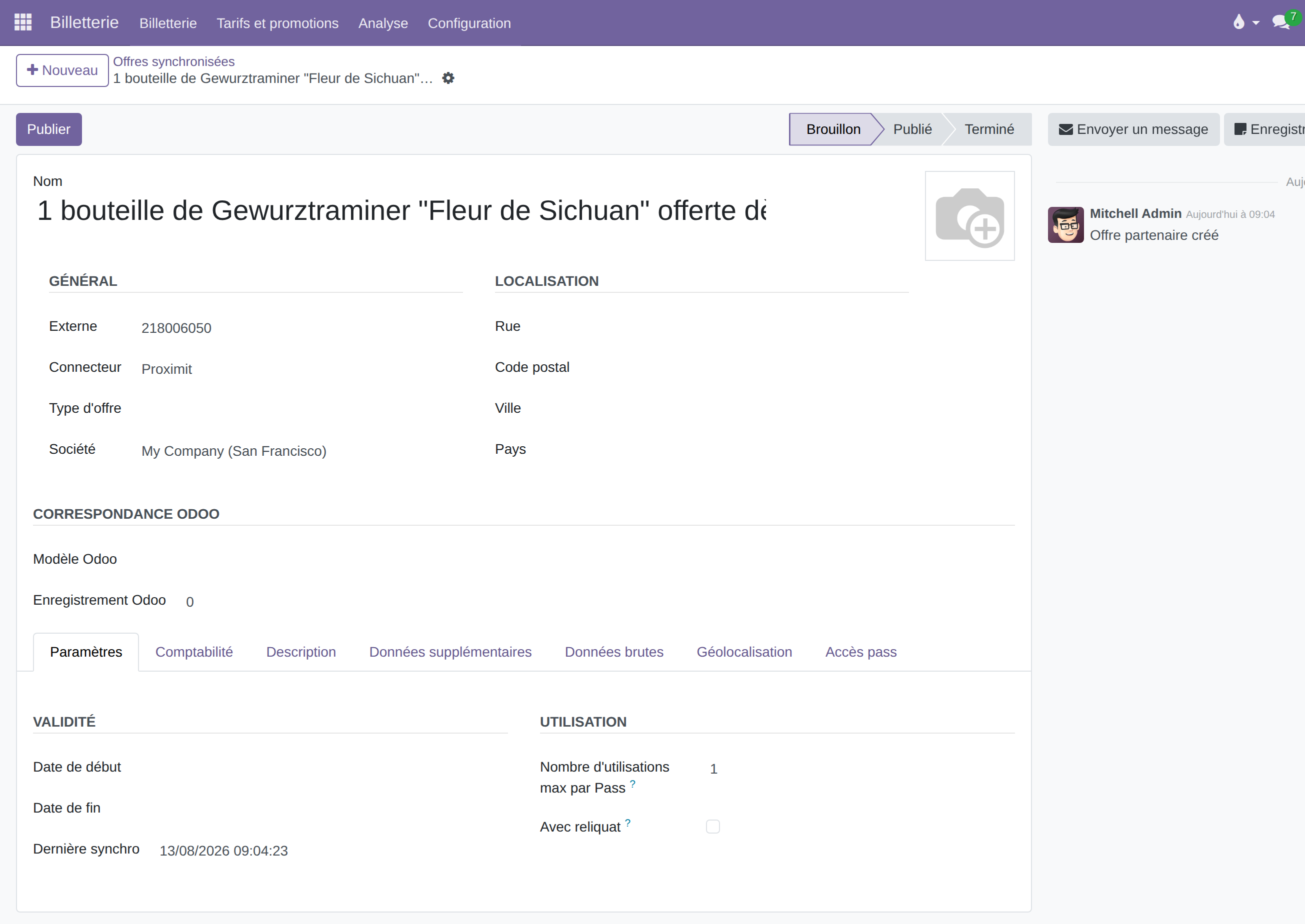 Fiche d'une offre syndiquée
