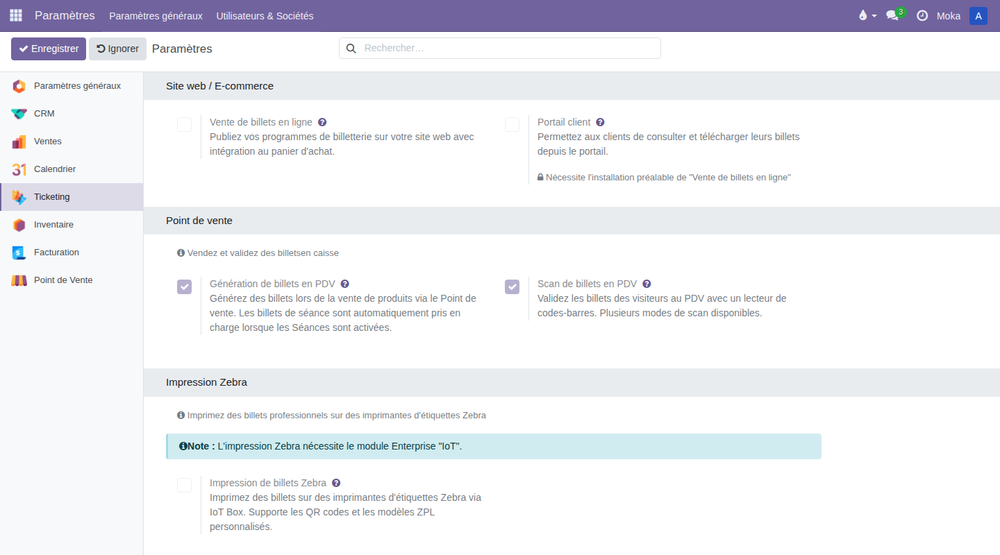 Sections Site web / E-commerce, Point de vente et Impression Zebra