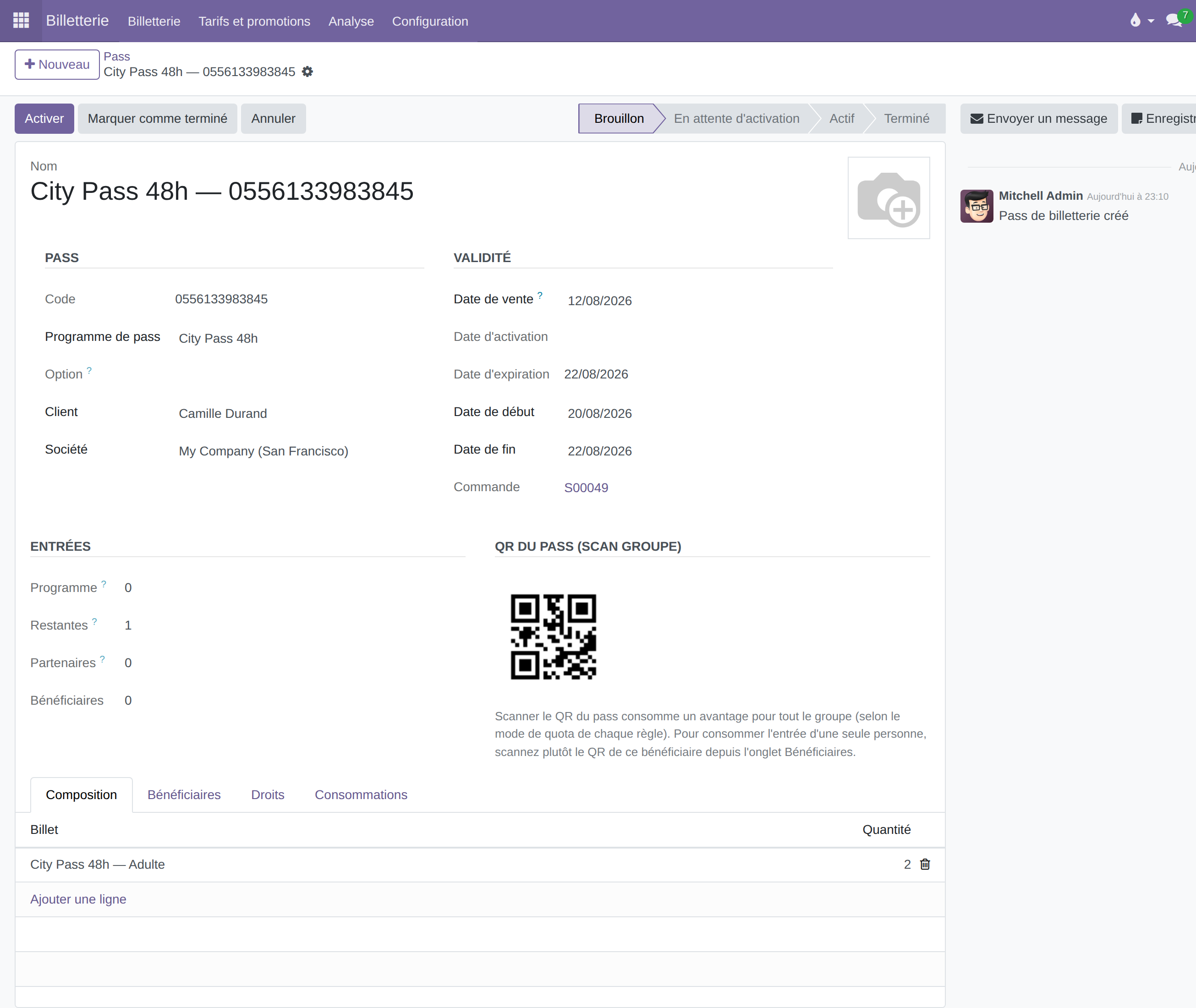 Fiche d'un pass