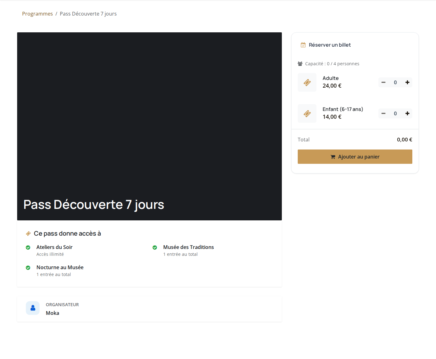 Page publique d'un pass