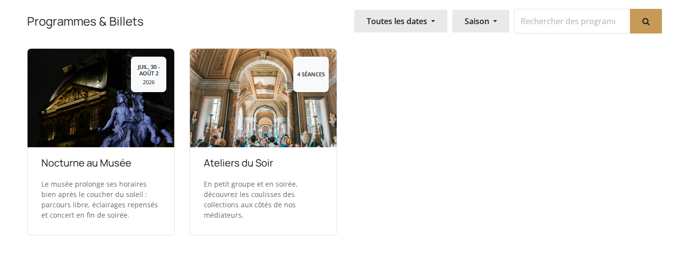 Liste des programmes publiés