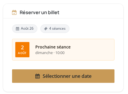 Encart de réservation d'un programme à séances