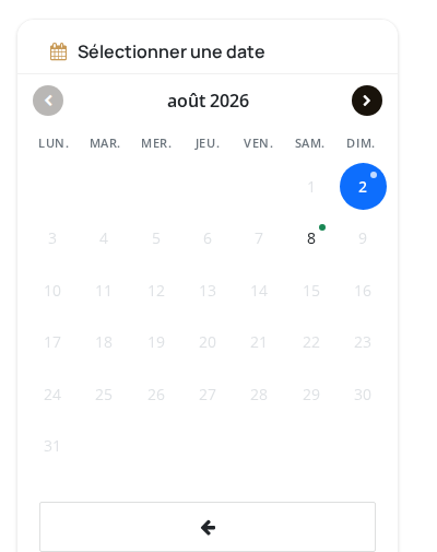 Calendrier de sélection d'une date