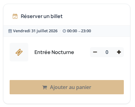 Encart de sélection des billets